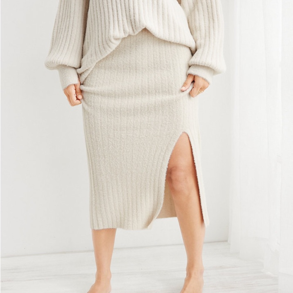 Aerie Buttercream Sweater Skirt Cream